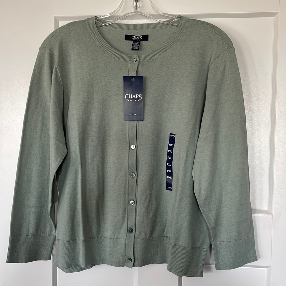 Chaps Petite XL Seafoam Green Sweater with 3/4 length sleeves
